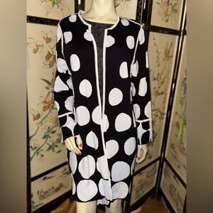 Chico's Black & White Polka Dot Long
Knit Cardigan/Duster - Size 3